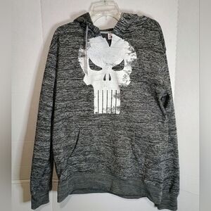 Marvel Men's Gray Punisher Skull Hoodie Sweatshirt